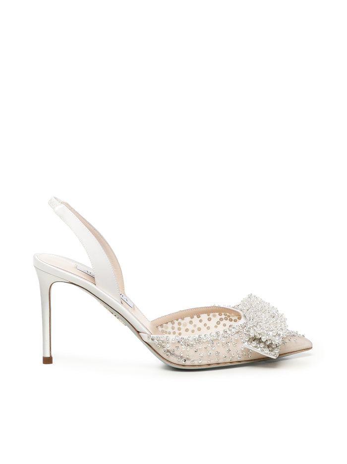 Aquazzura With Heel White Mesh/satin