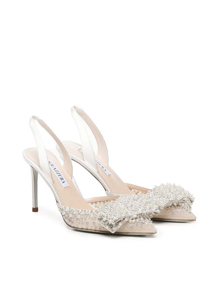 Aquazzura With Heel White Mesh/satin