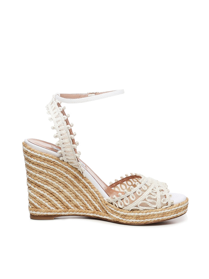 Aquazzura Flat Shoes White Raffia