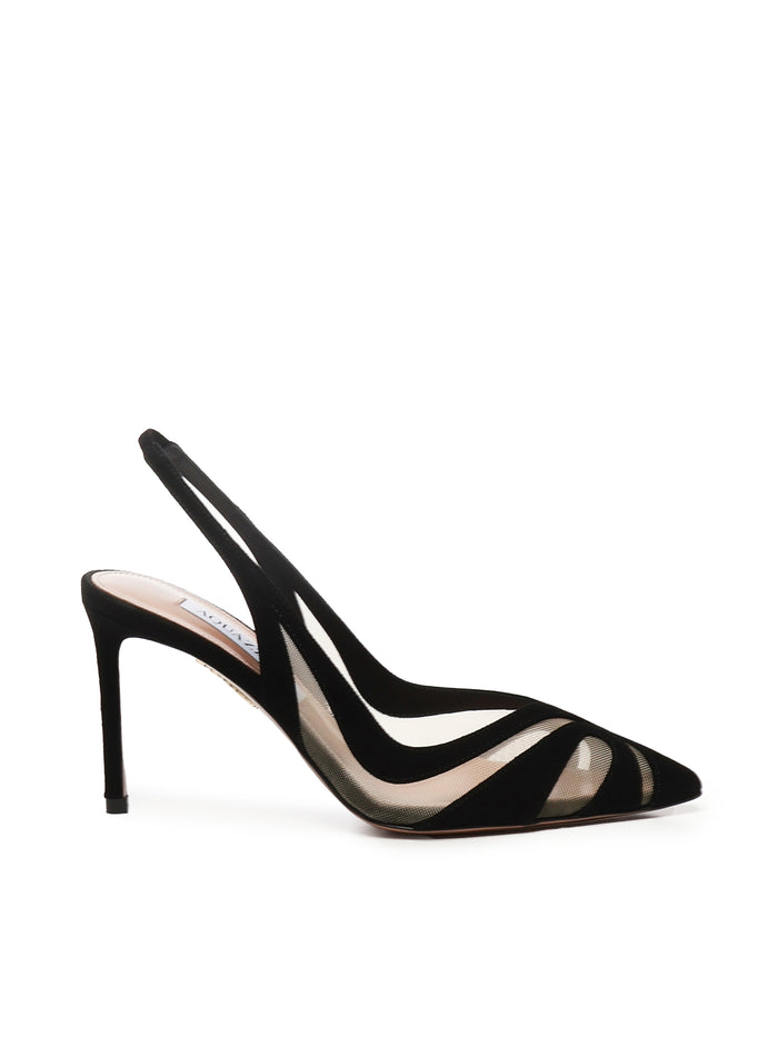 Aquazzura With Heel Black Suede/mesh