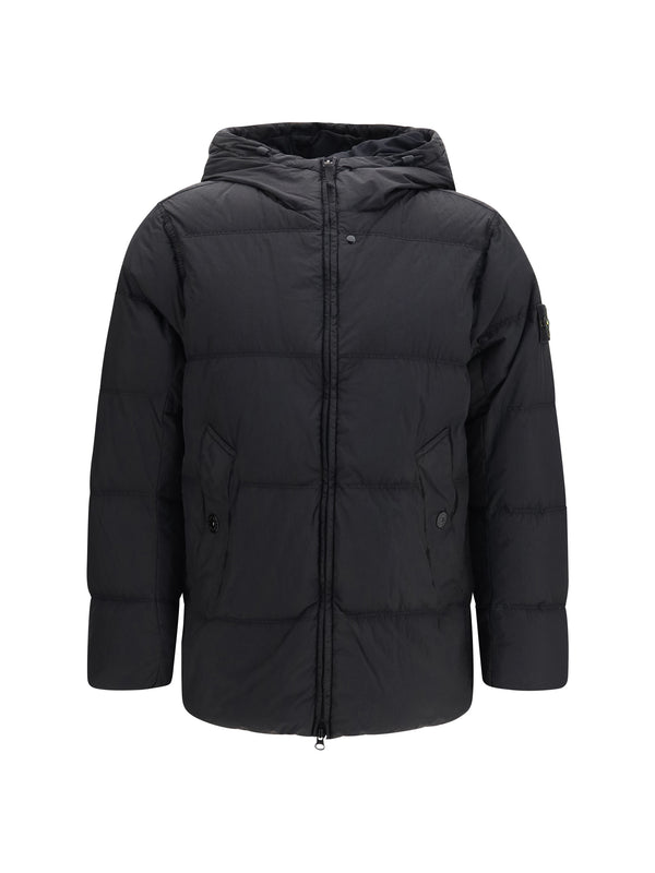 Stone Island Outer: 100% Nylon; Inner: 100% Goose Down down jacket in black