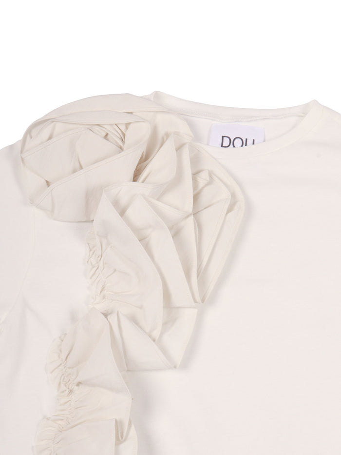 T-Shirt-Top White Polyester Short Sleeves T-shirt