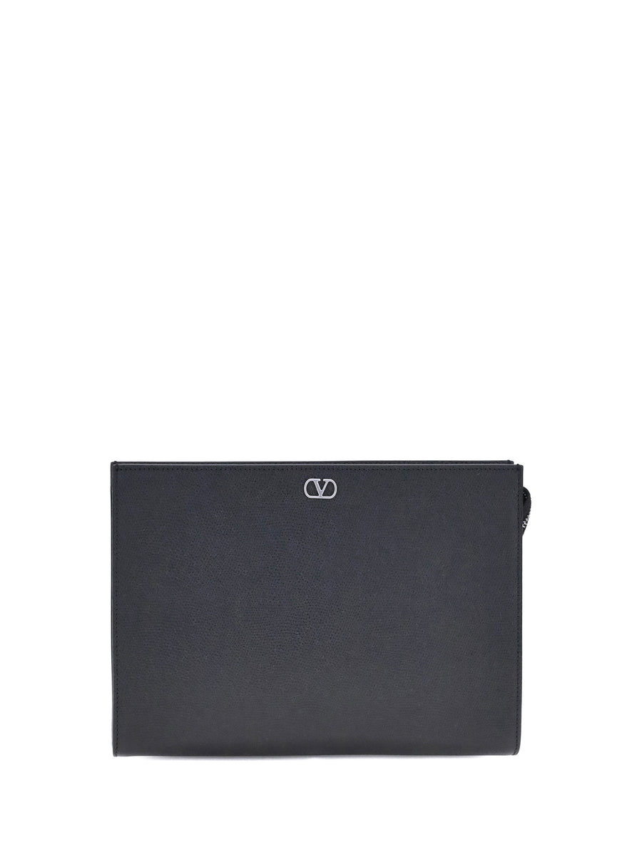 Pouch | Vlogo Signature Vit.soft Grain Nero Wallet