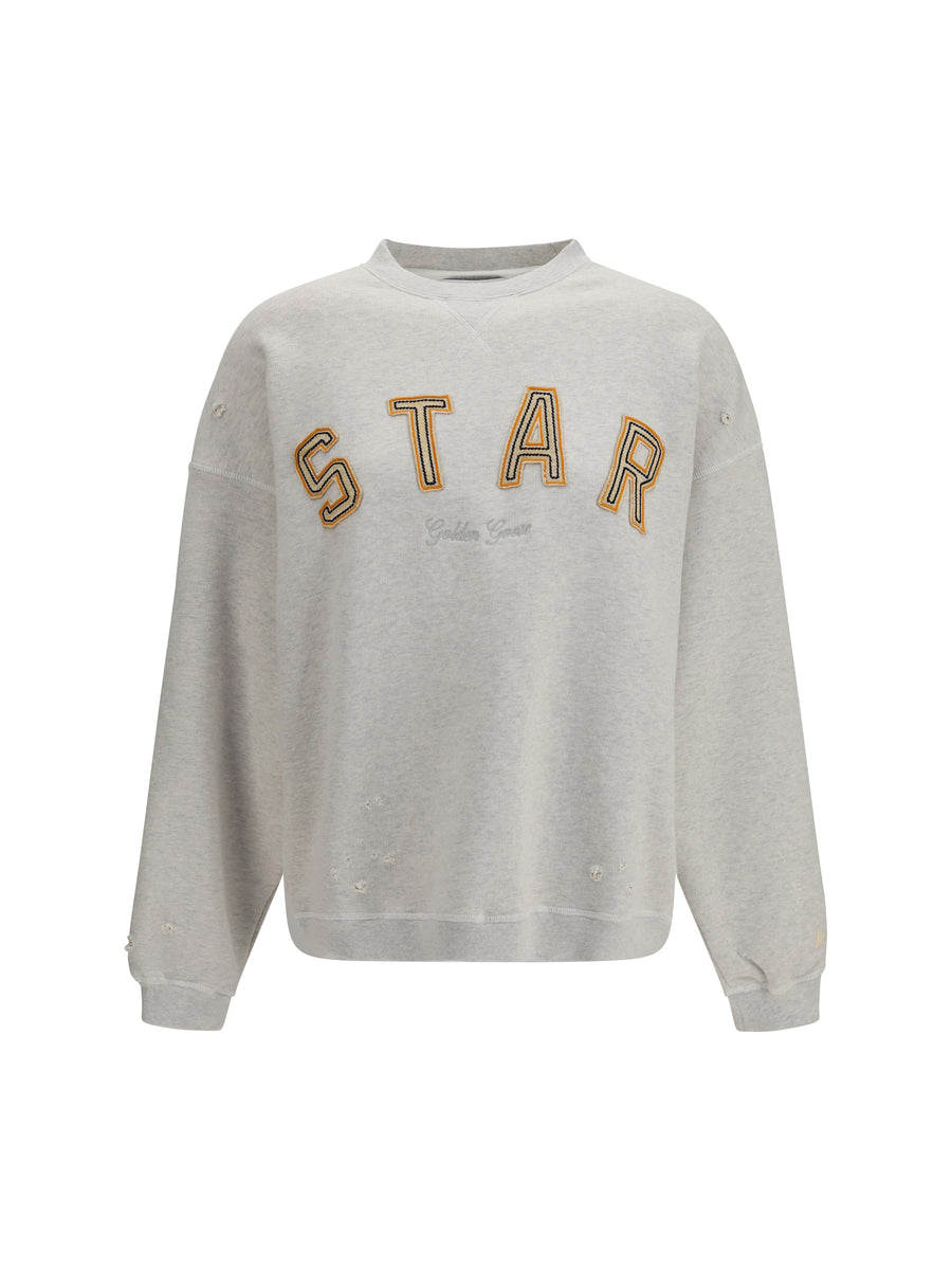 Crewneck Sweatshirt Vintage Grey Melange Cotton