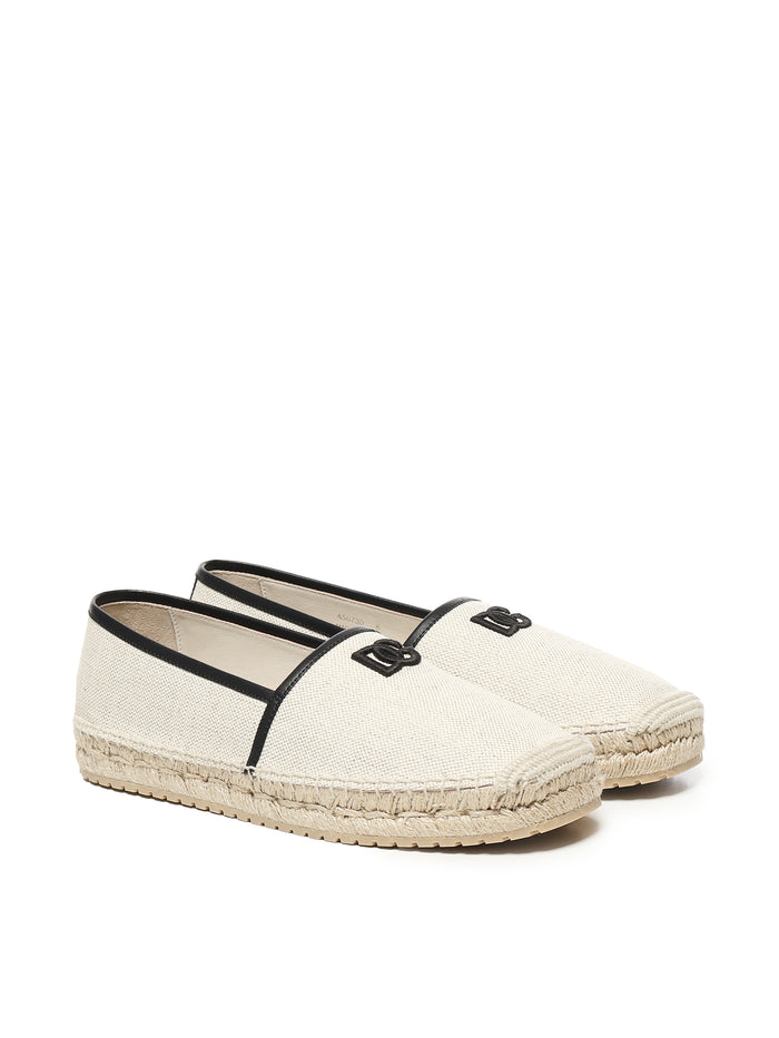 Dolce & Gabbana Flat Shoes Ivory/black Cotton