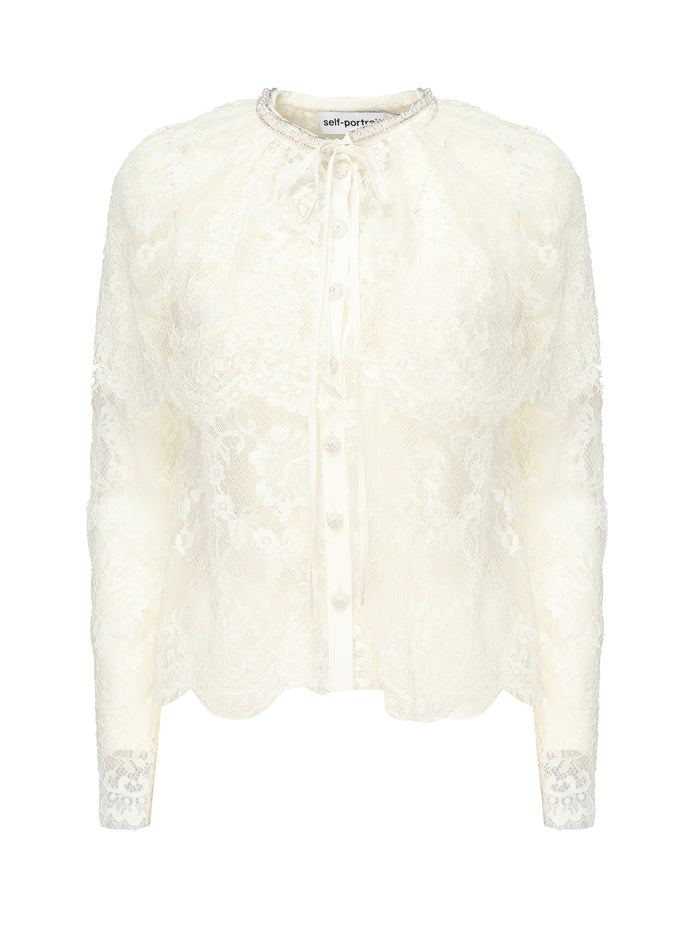 Self-Portrait Top White Polyamide Viscose