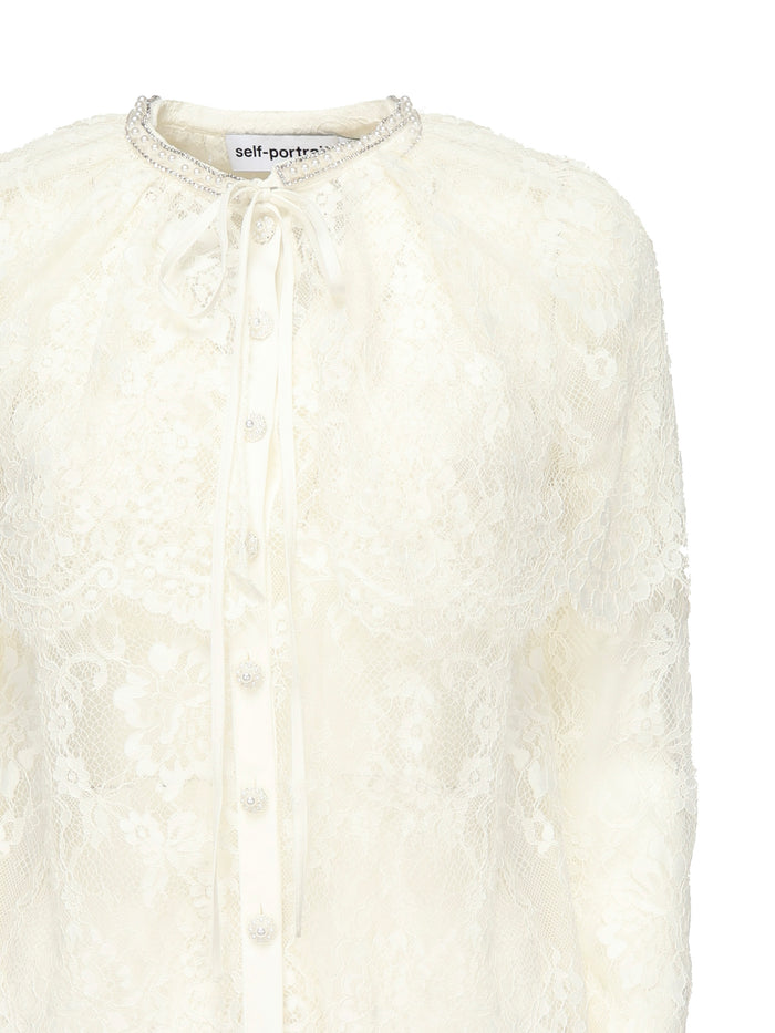 Self-Portrait Top White Polyamide Viscose