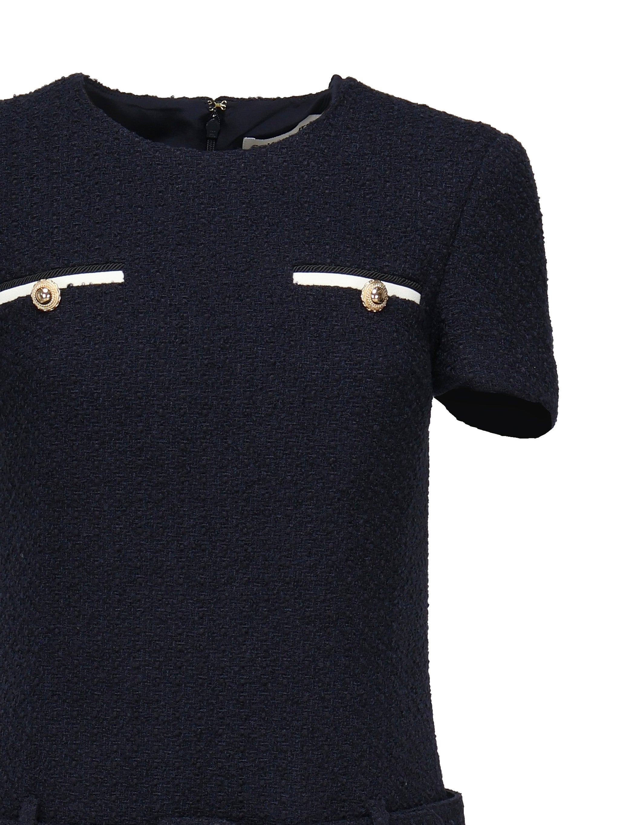 Self-Portrait Dresses Navy Blue, White Polyester