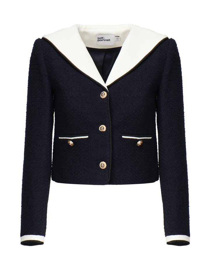 Self-Portrait Jackets Navy Blue, White