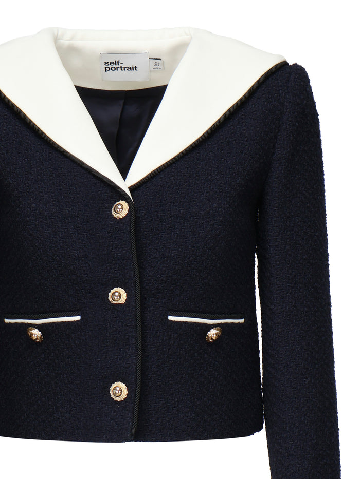Self-Portrait Jackets Navy Blue, White