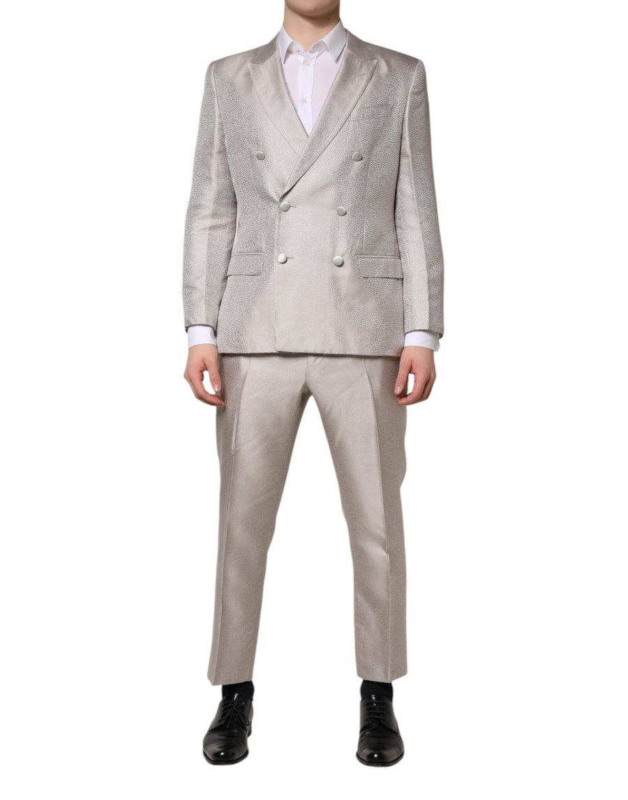 Dolce & Gabbana 100% Silk; Lining: 85% Silk pant suit in gray