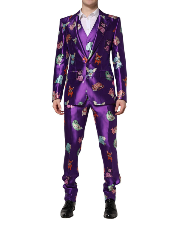Dolce & Gabbana 100% Silk pant suit in purple