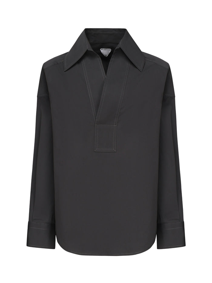 Bottega Veneta Shirts Dark Grey Cotton Silk