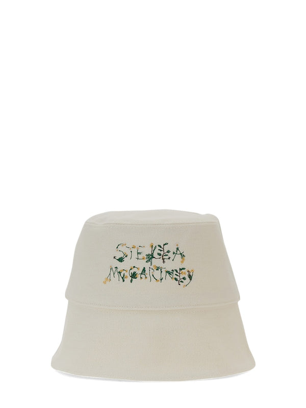 Bucket Hat With Logo White Cotton
