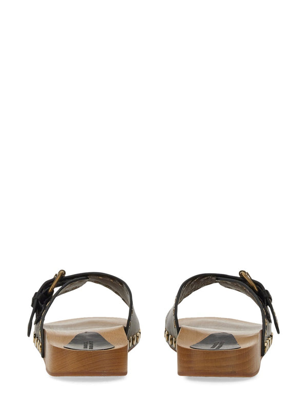 Jaso Clogs Black Leather Sandal