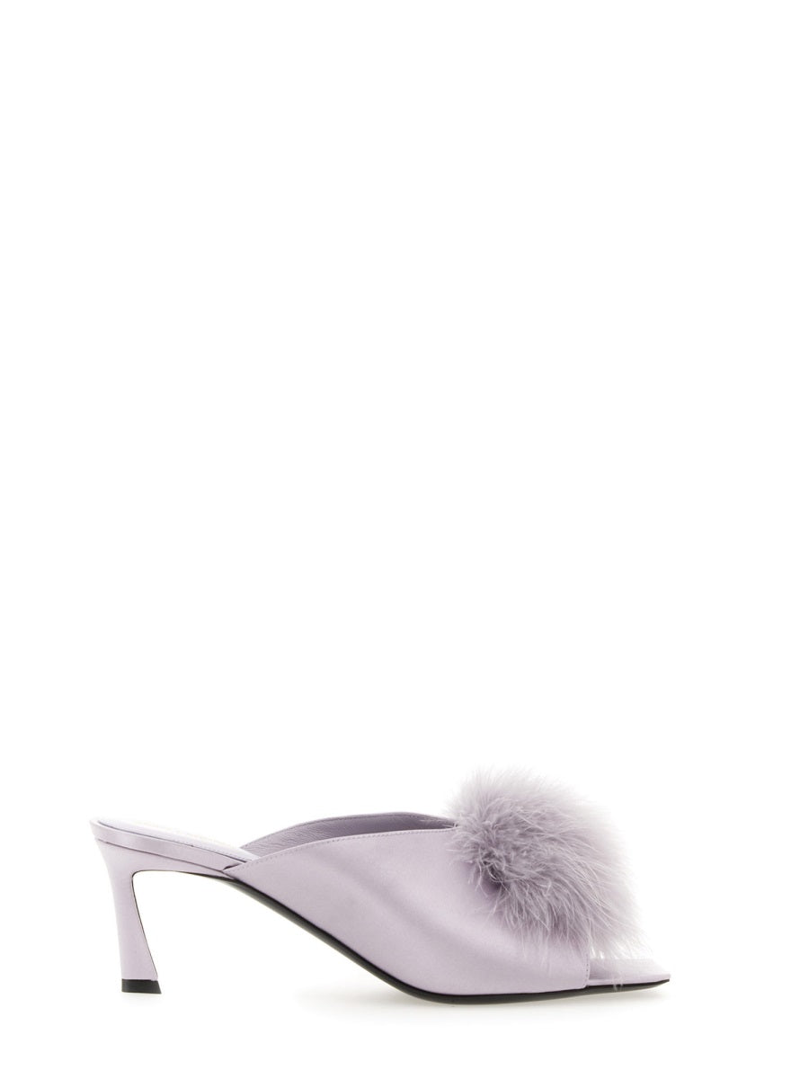 Mae Mules Satin Crepe Lilac Silk