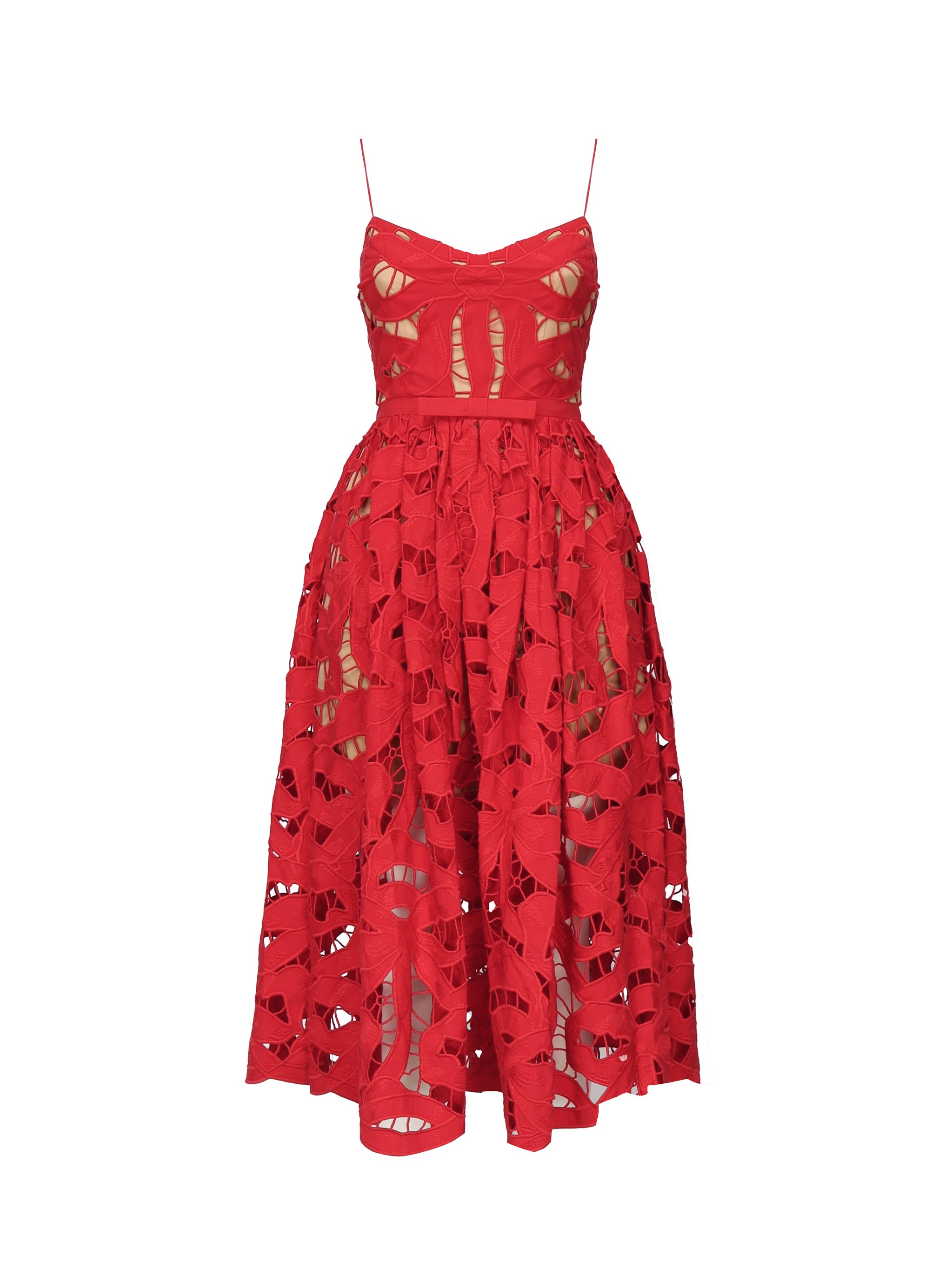 Self-Portrait Dresses Red Linen Cotton