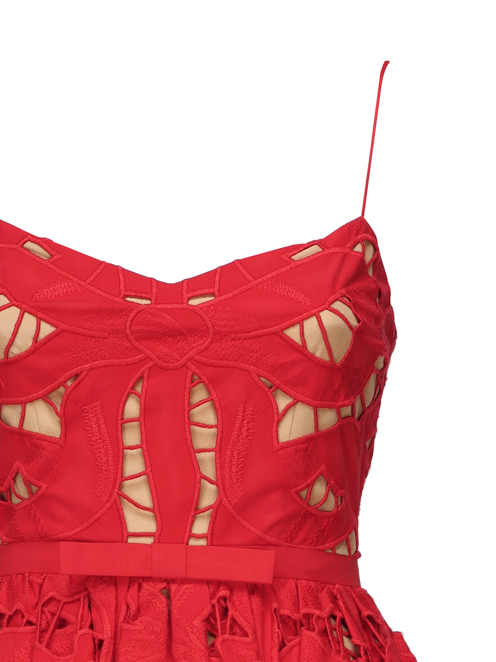 Self-Portrait Dresses Red Linen Cotton