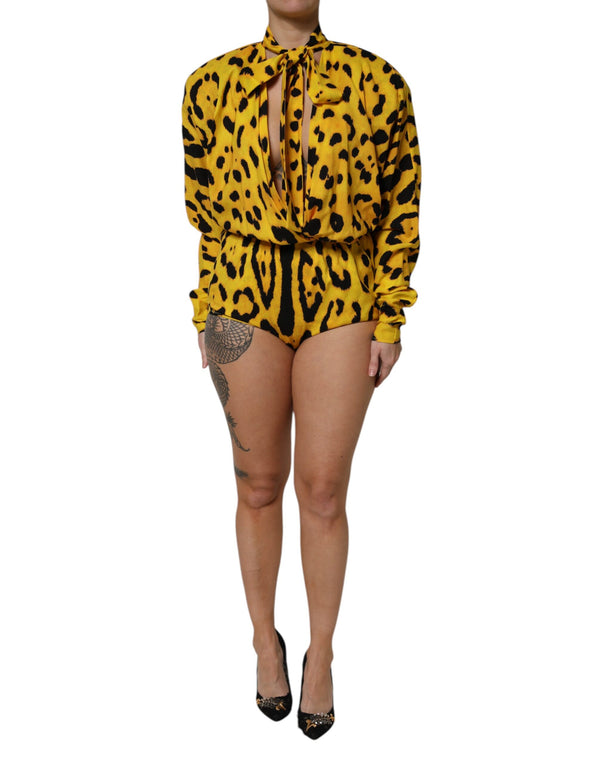 Dolce & Gabbana 91% Silk 6% Elastane 3% Polyester bodysuit in yellow
