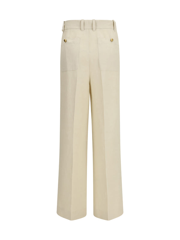 Trousers Raisa Sand Viscose And Linen Blend