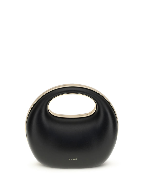Sacai 100% calf leather Bos Taurus top handle bag in black