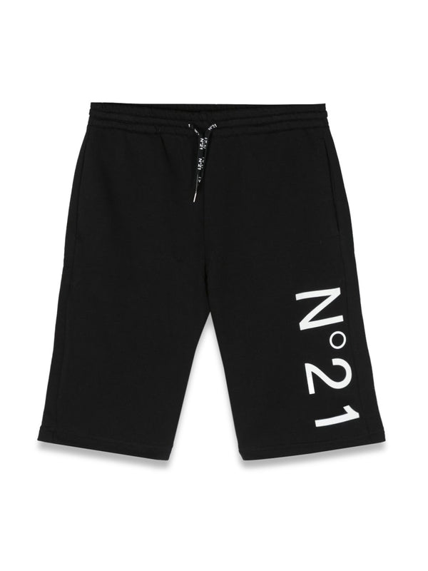 Bermuda Shorts Logo Black Cotton