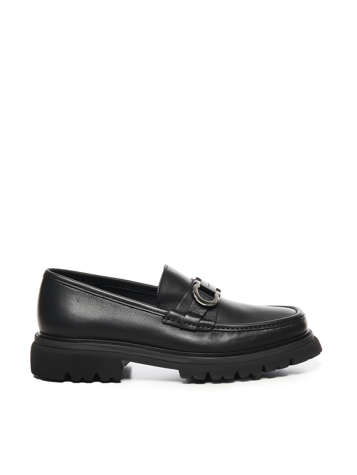 Ferragamo Flat Shoes Black Calfskin