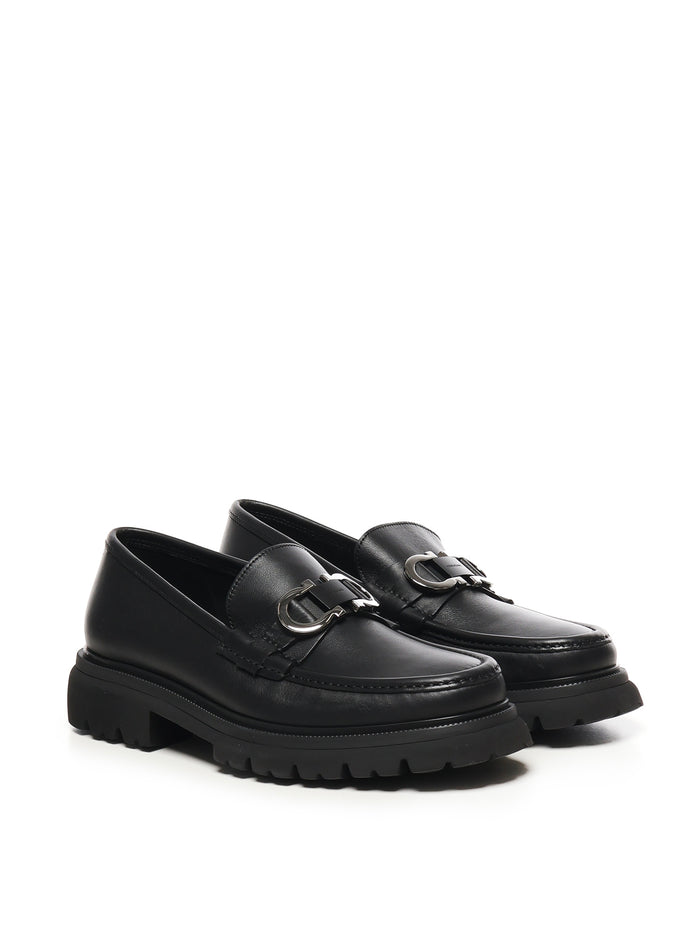 Ferragamo Flat Shoes Black Calfskin