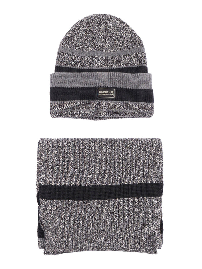 Boston Beanie & Scarf Gift Set Grey Polyester Viscose Polyamide Hat