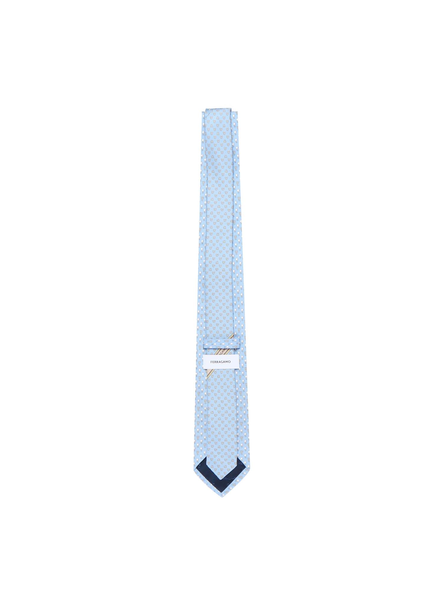 Ferragamo Ties Light Blue Silk