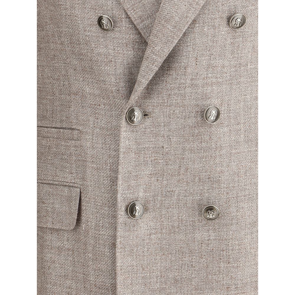 Brunello Cucinelli 74% Linen blazer in brown — view 3