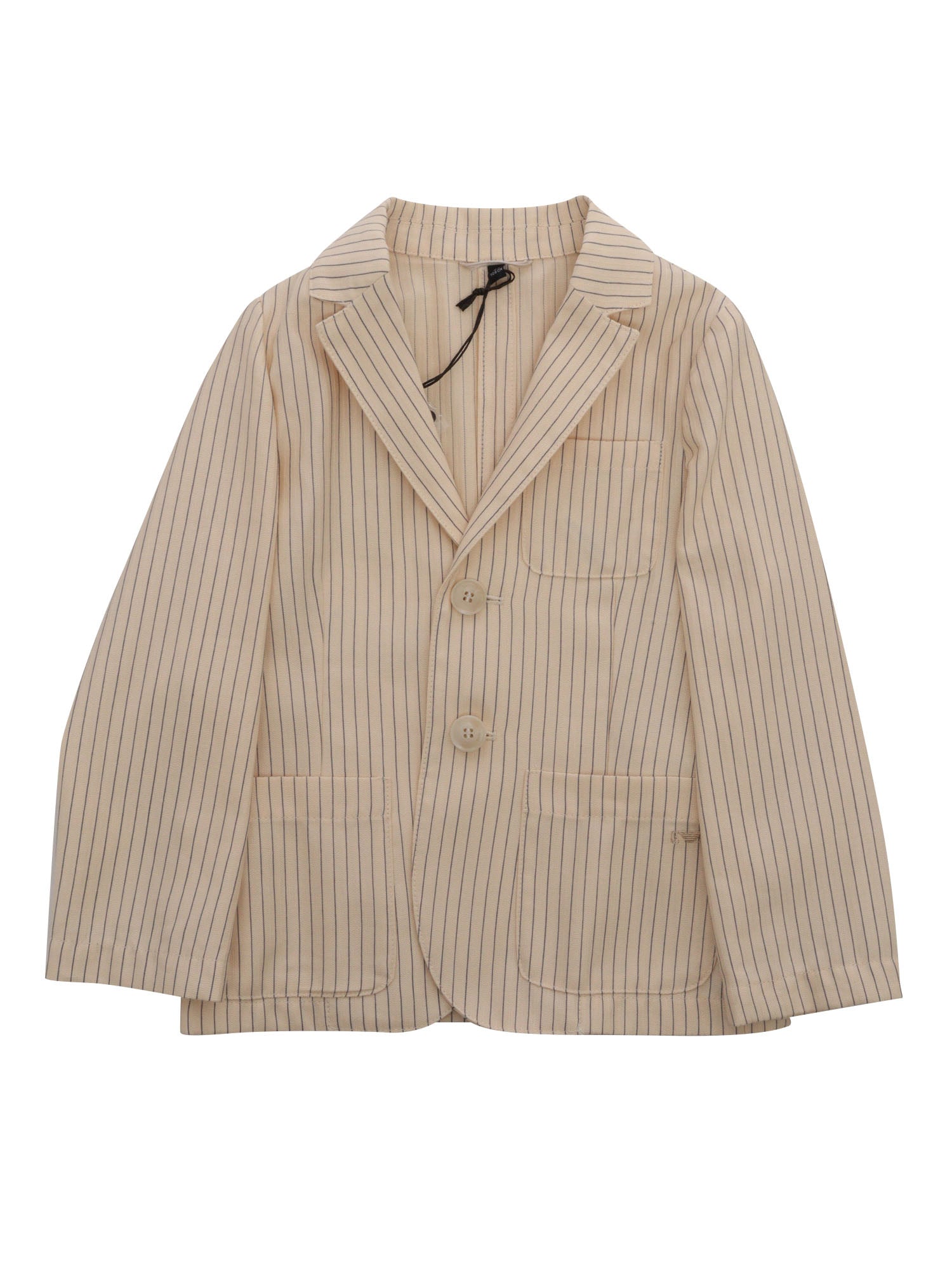 Beige jacket with striped Polyester Linen Cotton