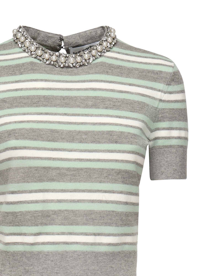 Self-Portrait Sweaters Gray, Sage Green, White Wool
