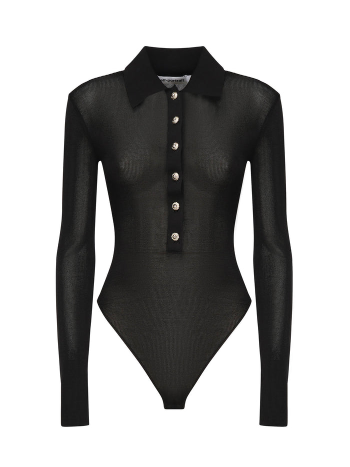 Self-Portrait Top Black Viscose