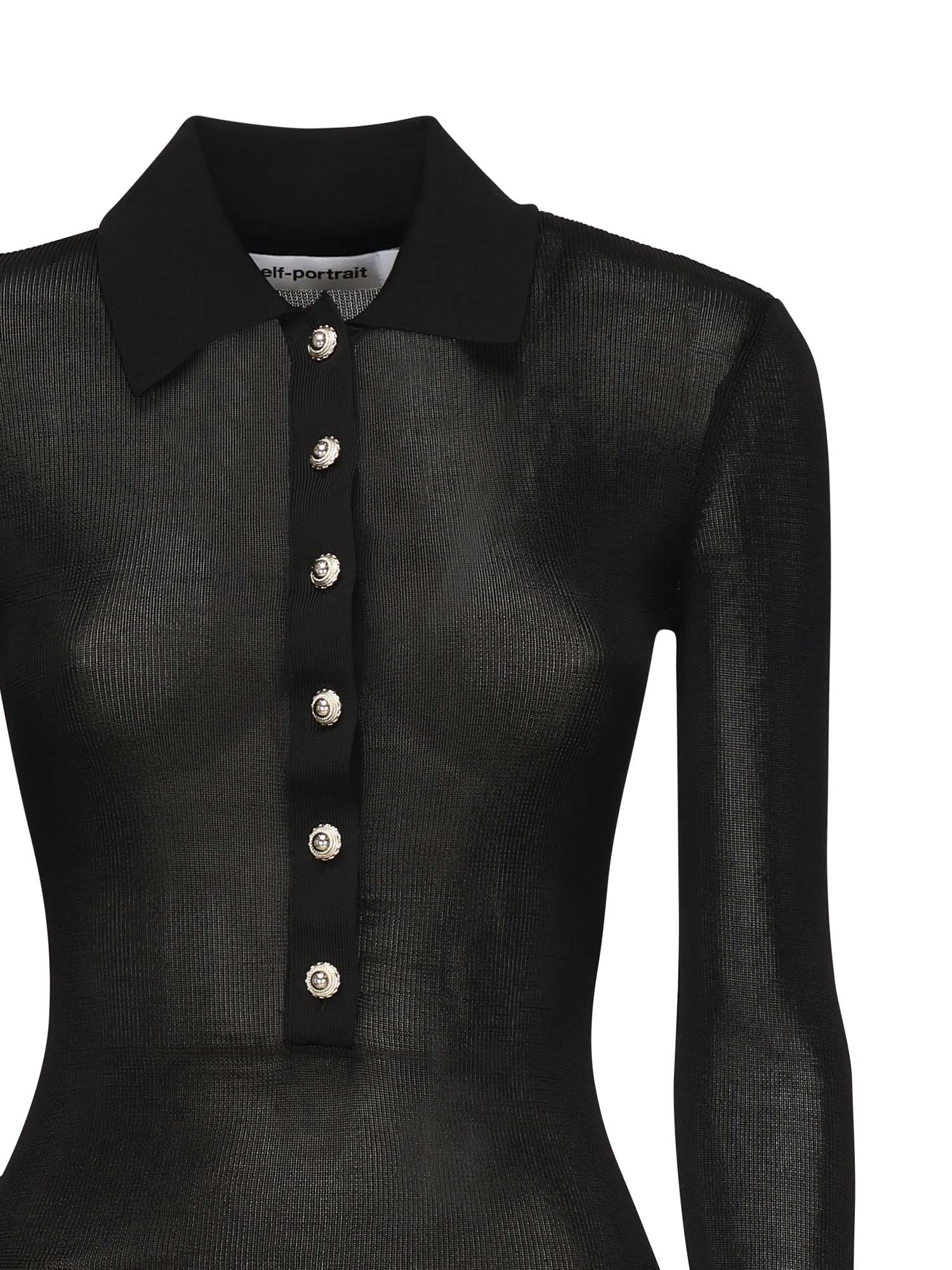 Self-Portrait Top Black Viscose