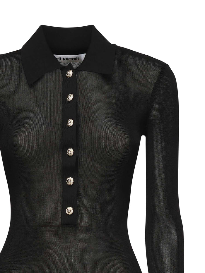 Self-Portrait Top Black Viscose