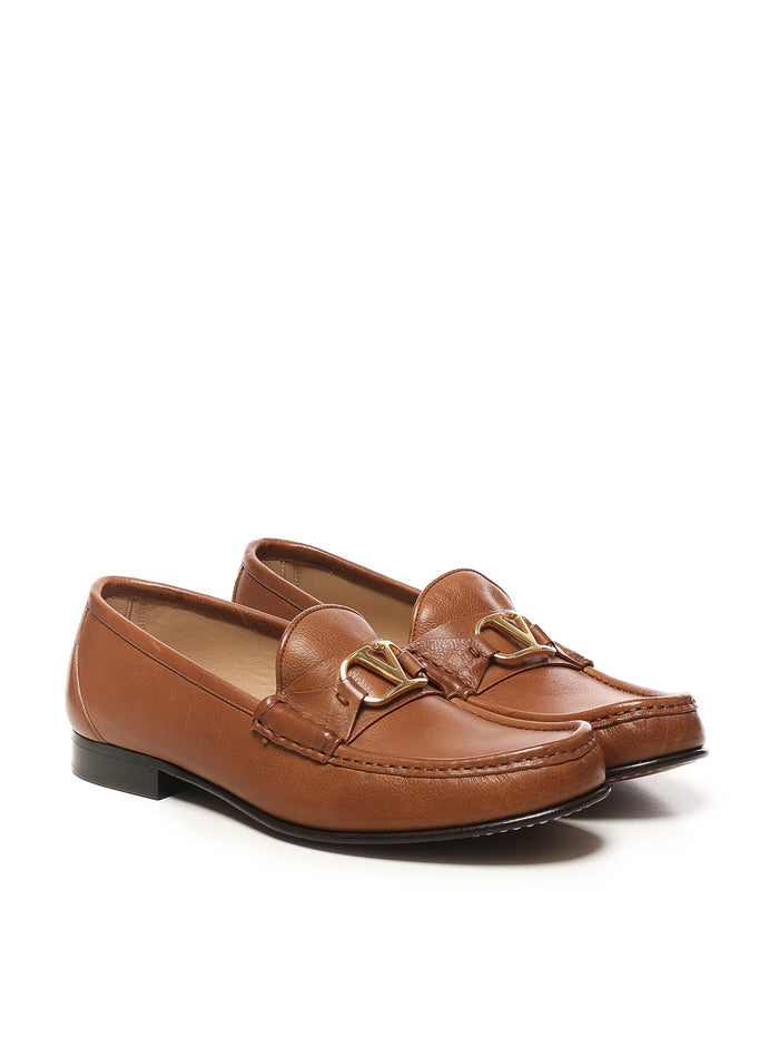 Valentino Garavani Flat Shoes Brown Buffalo Leather