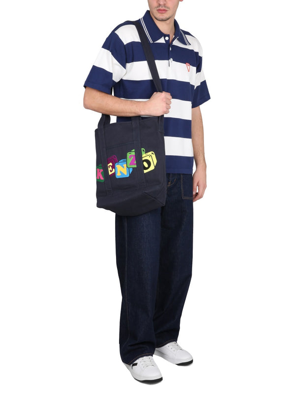 Polo Shirt Nautical Stripes Blue Cotton