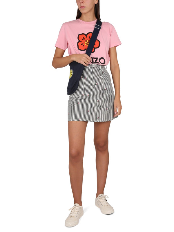 Printed Denim Miniskirt Cotton Skirt