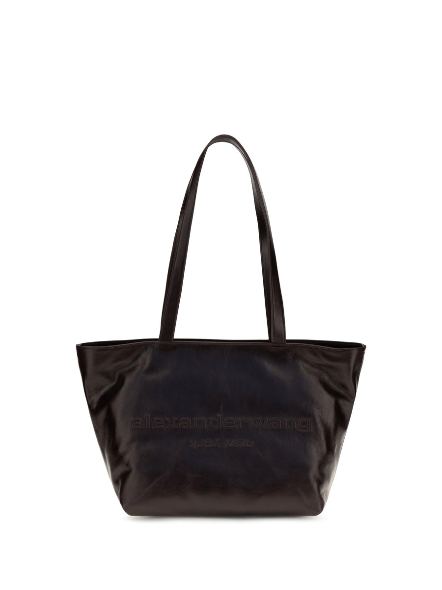 Medium Punch Leather Tote Bag Oxblood Calf Bos Taurus Shoulder