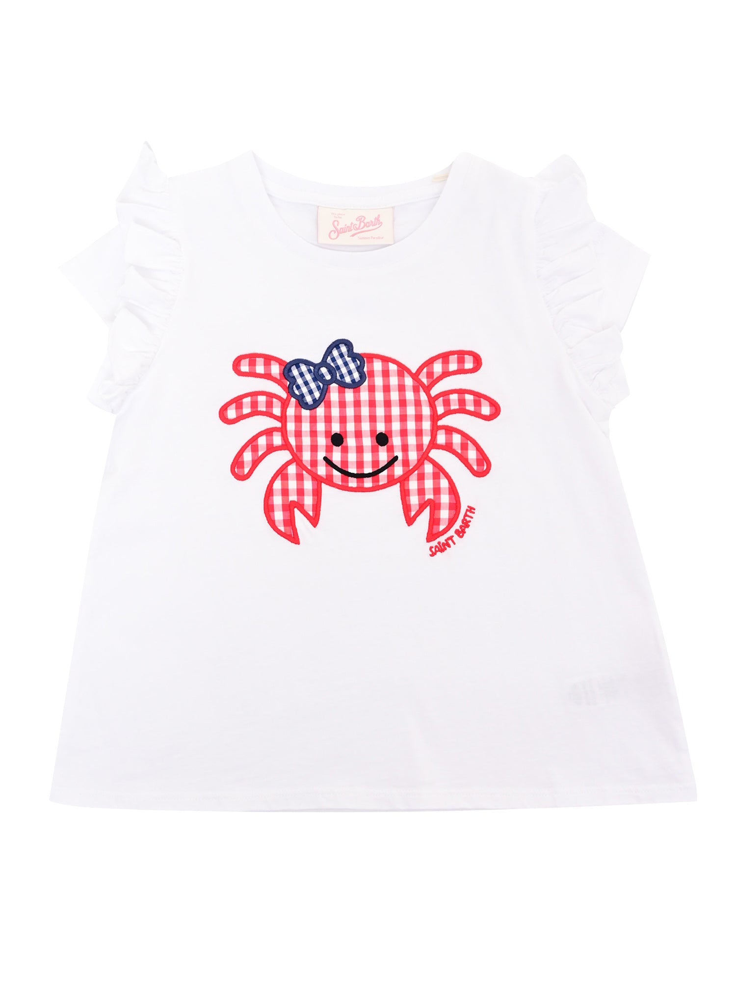 BABY-CRAB 01 VICHY 4161 PATCH White Cotton Short Sleeves T-shirt