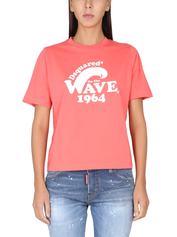 T-Shirt With Logo Pink Cotton T-shirts