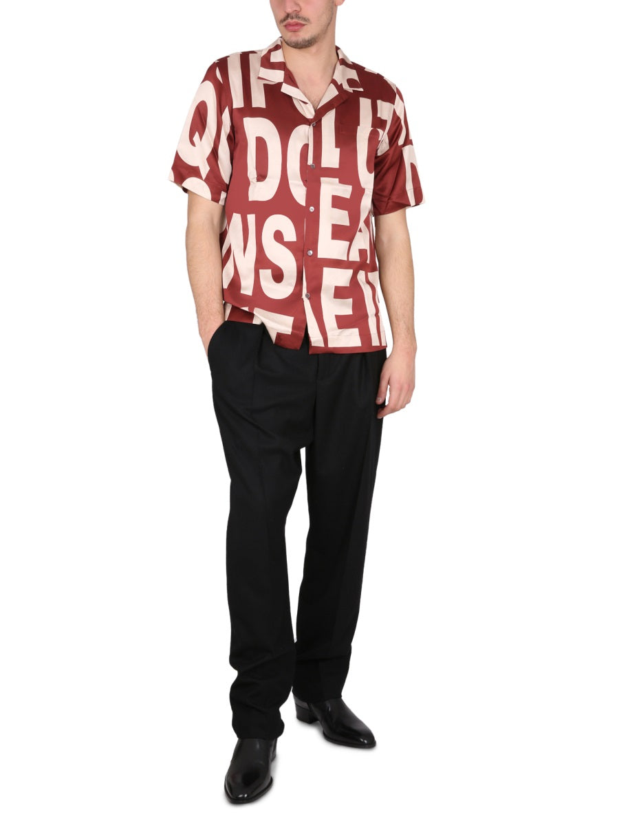 Carlton Shirt With Bowling Collar Red Viscose