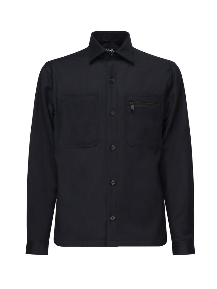 Zegna Shirts Blue Wool