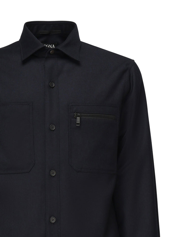 Zegna Shirts Blue Wool