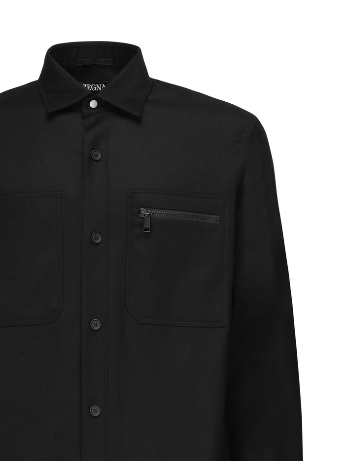 Zegna Shirts Black Wool