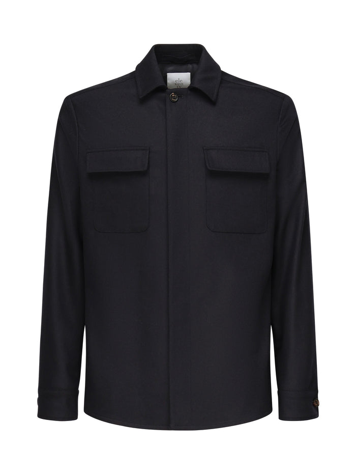 Eleventy Shirts Blue Wool Cashmere Elastam