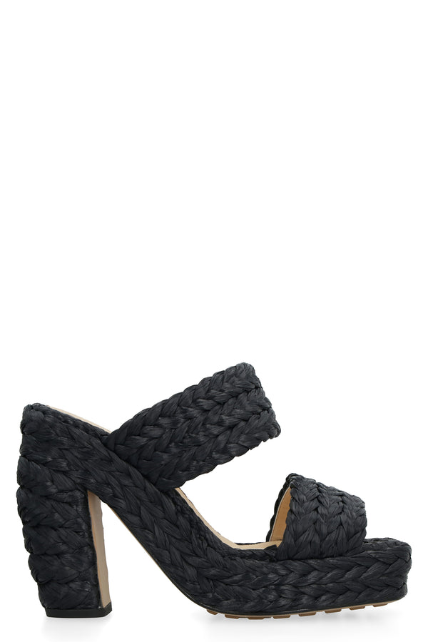 Canalazzo Raffia Mules Black Viscose; Lambskin