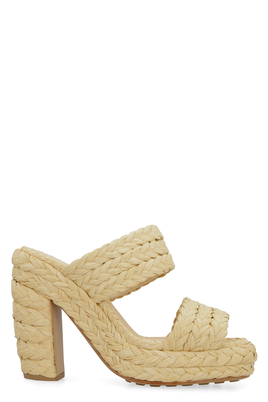 Canalazzo Raffia Mules Cream Raffia; Leather; Rubber