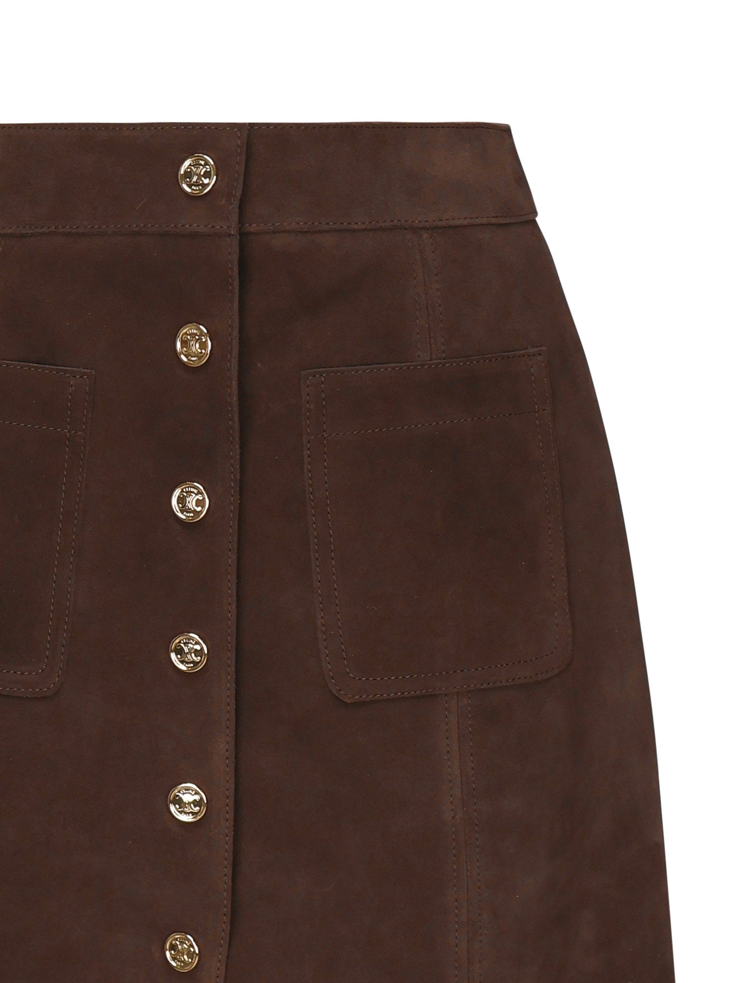 Céline Skirts Brown Suede Calf Leather